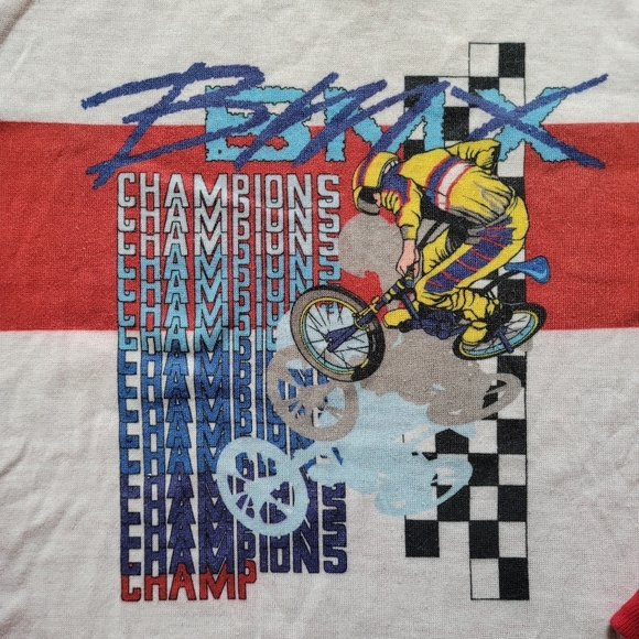 Vintage 1980s BMX Champions Sleeve V-neck Pajama Top Size Boy's 14 - Picture 3 of 6